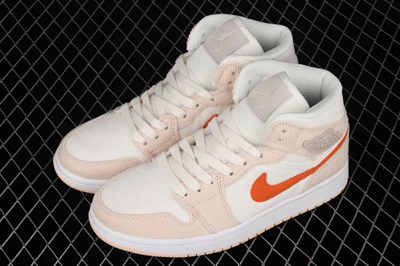 All categories Air Jordan Jordan series basketball shoes Air Jordan 1 Mid G version pure original Air Jordan 1 Mid AJ1 Joe 1 corduroy orange Chinese basketball shoes DA8009-108